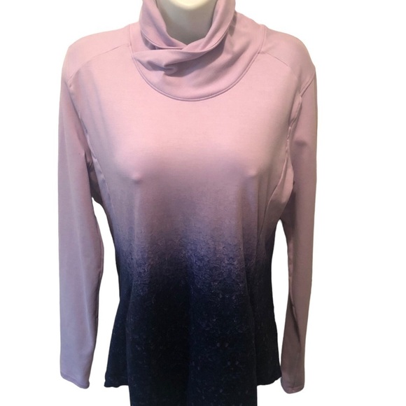 Calia by Carrie Underwood Purple Ombre LS High Neck Sweatshirt Athleisure Soft - Picture 1 of 7